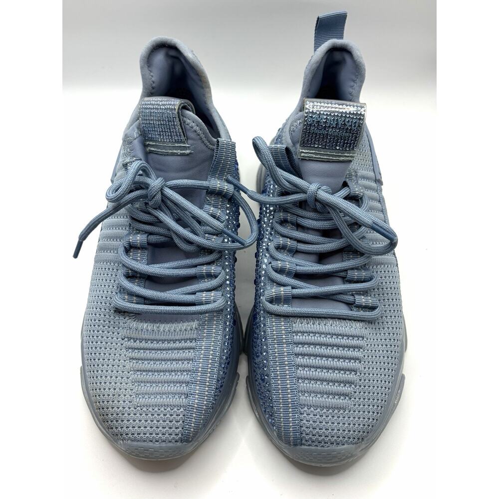 Steve Madden Maxima Blue Rhinestone Knit Sneakers Women’s 8.5 Chunky Trainer - Picture 4 of 11